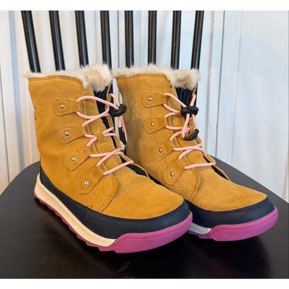 Sorel Whitney 11 Joan waterproof Laceup winter boots size 6/37 tan and pink - Picture 2 of 9